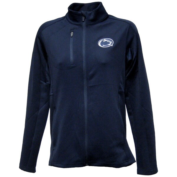 women's navy full zip jacket with stitched Penn State Athletic Logo on left chest